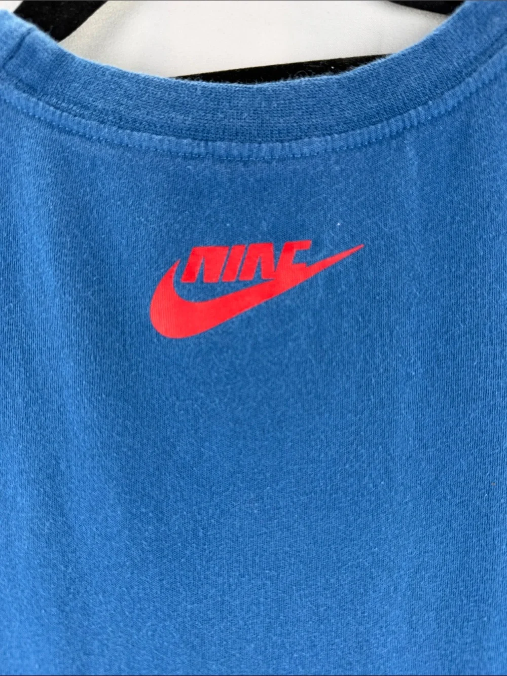 Nike The Nike Tee Men’s Size M Blue Short-Sleeve Tee with Red and Yellow Logos